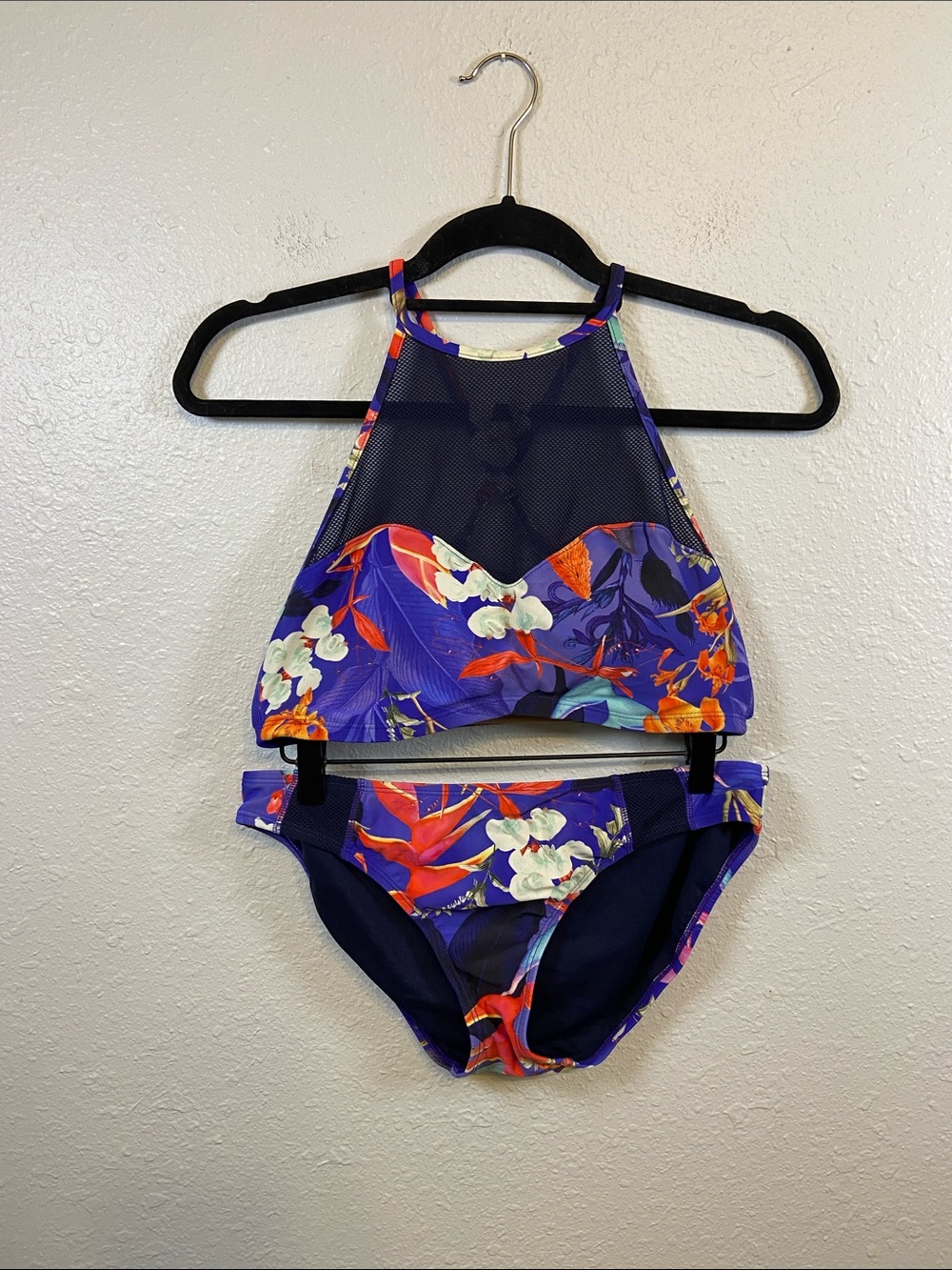 Athleta Lucia Mesh Tropical Floral Print Bikini Set Size Medium